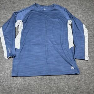 Hang Ten Mens‎ XXL UPF 50+ Long Sleeve Sun Tee Quick Dry Zip Pocket Blue